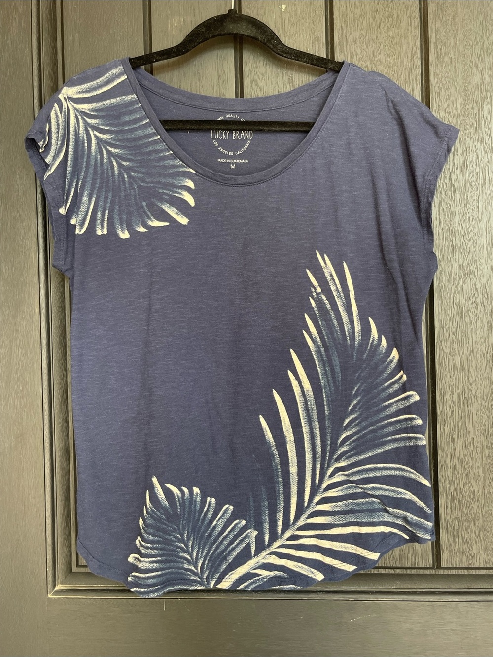 Lucky Brand Blue Palm Print Tee Top Medium